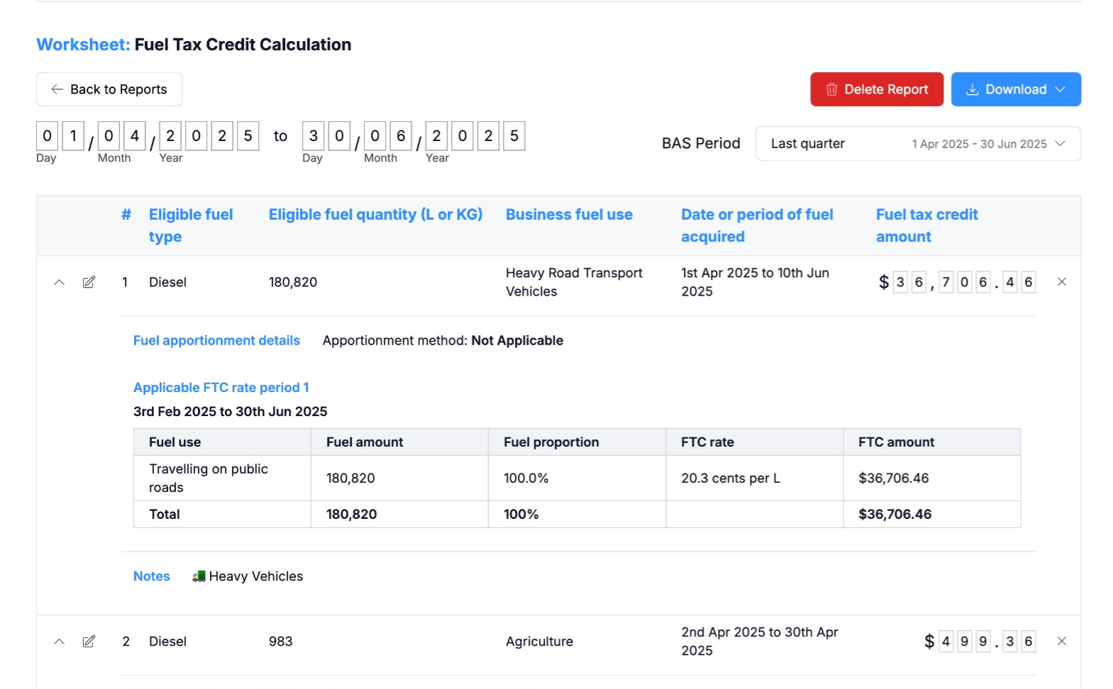 Produce FTC and Emissions reports